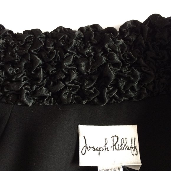 Joseph Ribkoff Womens Black Jacket Sz 8 Ruched Collar Full Zip Lined Polyester - Picture 5 of 11